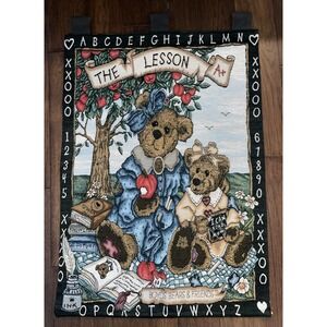 VTG BOYD'S BEARS TAPESTRY WALL HANGING TEACHER‎ SCHOOL ABCs 35" X 25"